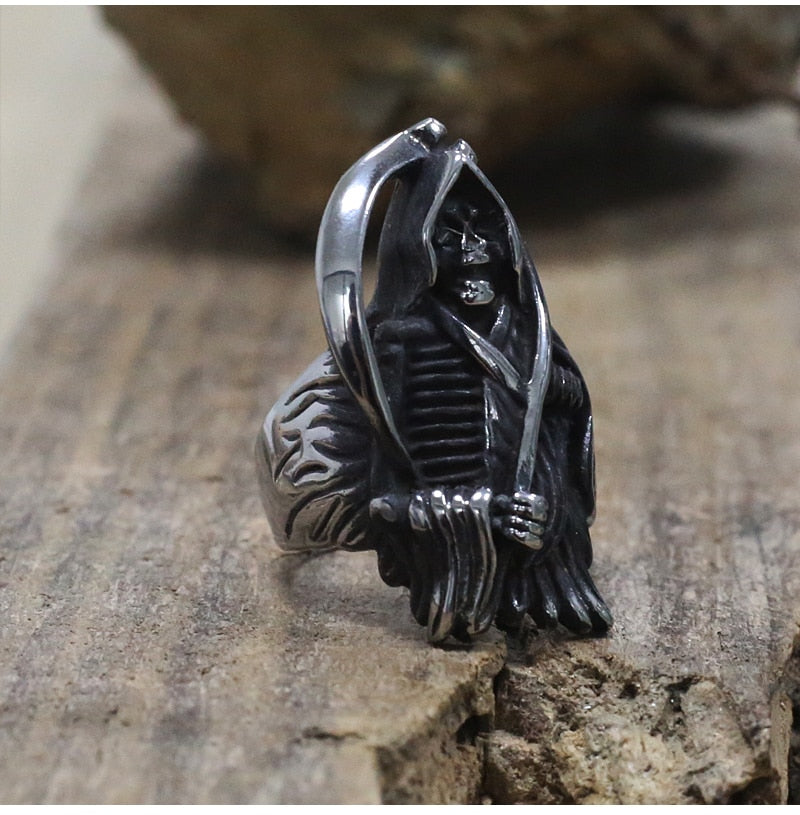 Gothic Grim Reaper Skull Ring