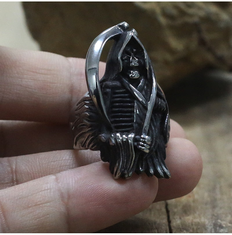 Gothic Grim Reaper Skull Ring