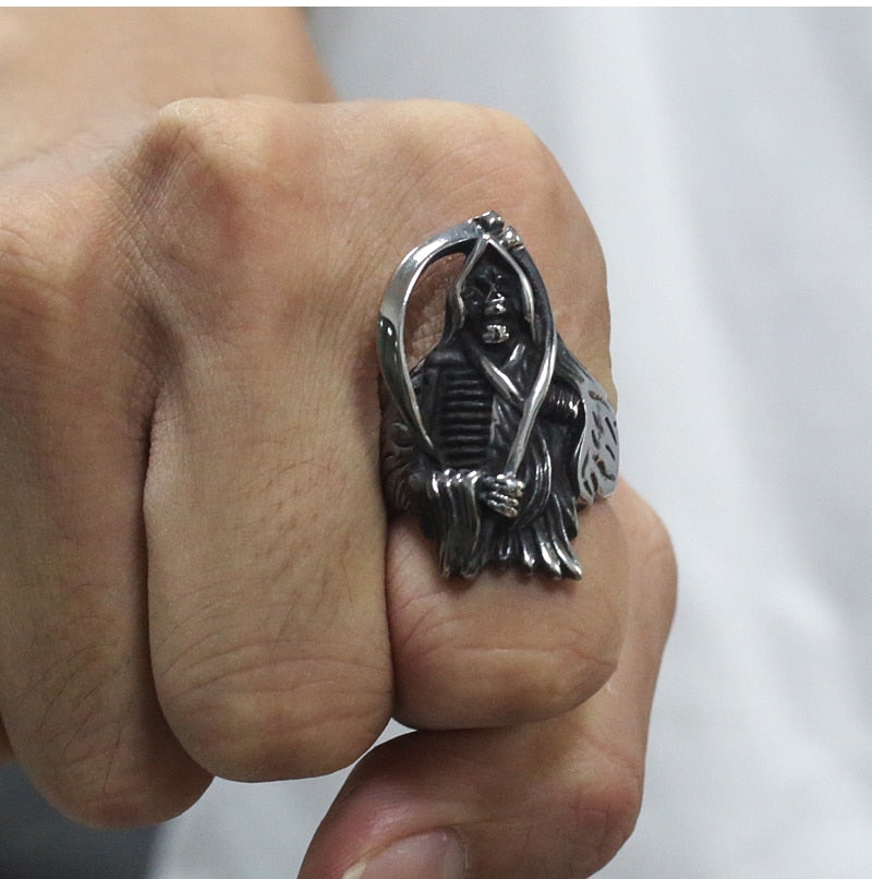 Gothic Grim Reaper Skull Ring
