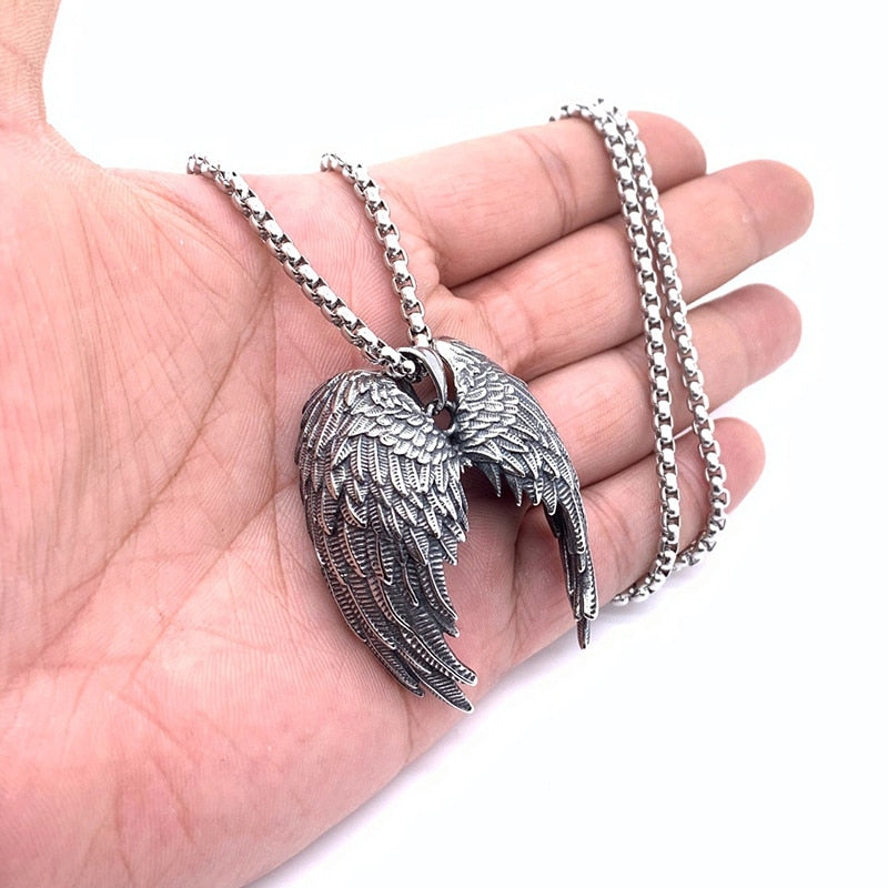 316L Stainless Steel Angel Wing Pendant Necklace Main image