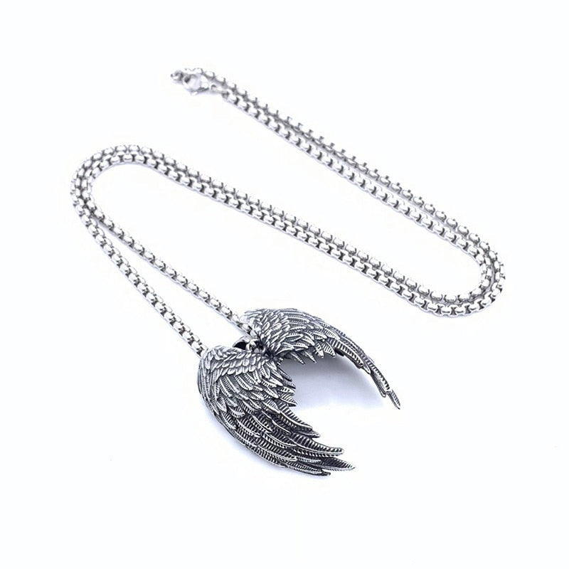 316L Stainless Steel Angel Wing Pendant Necklace