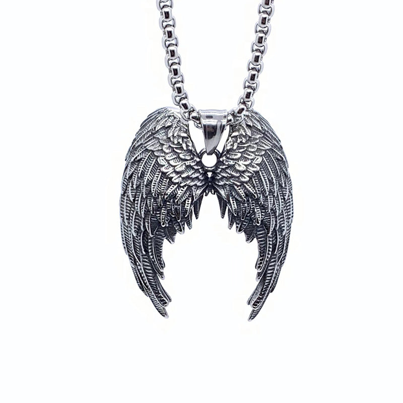 316L Stainless Steel Angel Wing Pendant Necklace Secondary image