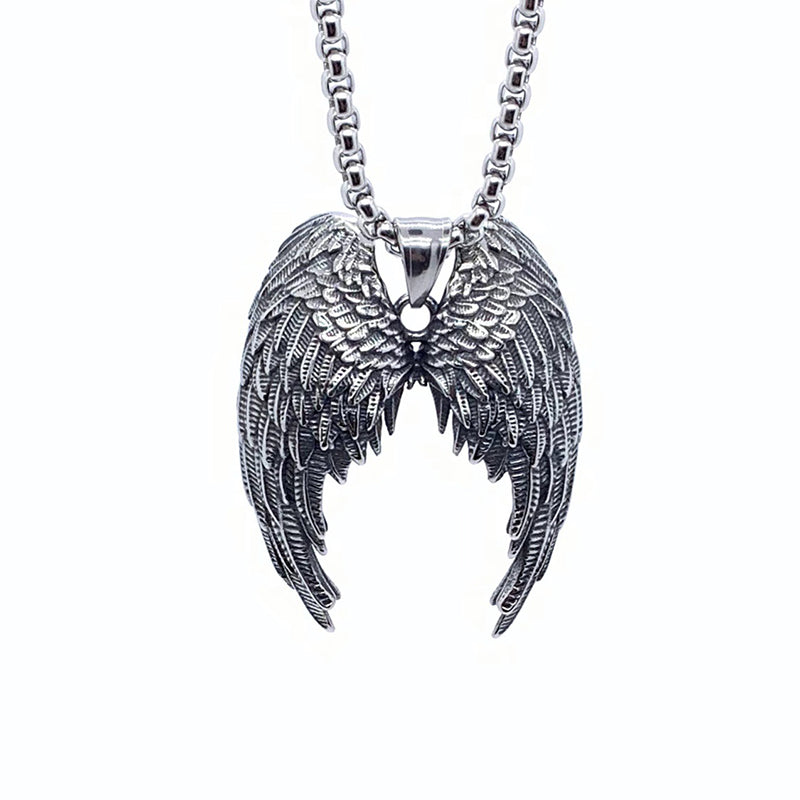 316L Stainless Steel Angel Wing Pendant Necklace