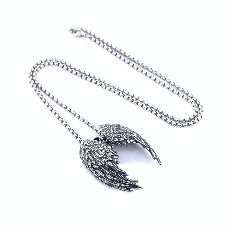 316L Stainless Steel Angel Wing Pendant Necklace