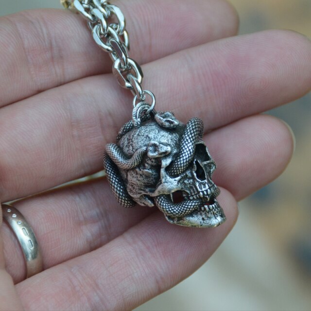 Vintage Snake & Skull Necklace