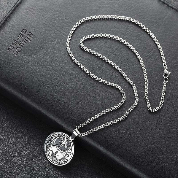 Chinese Style Yin and Yang Dragon Pendant Necklace