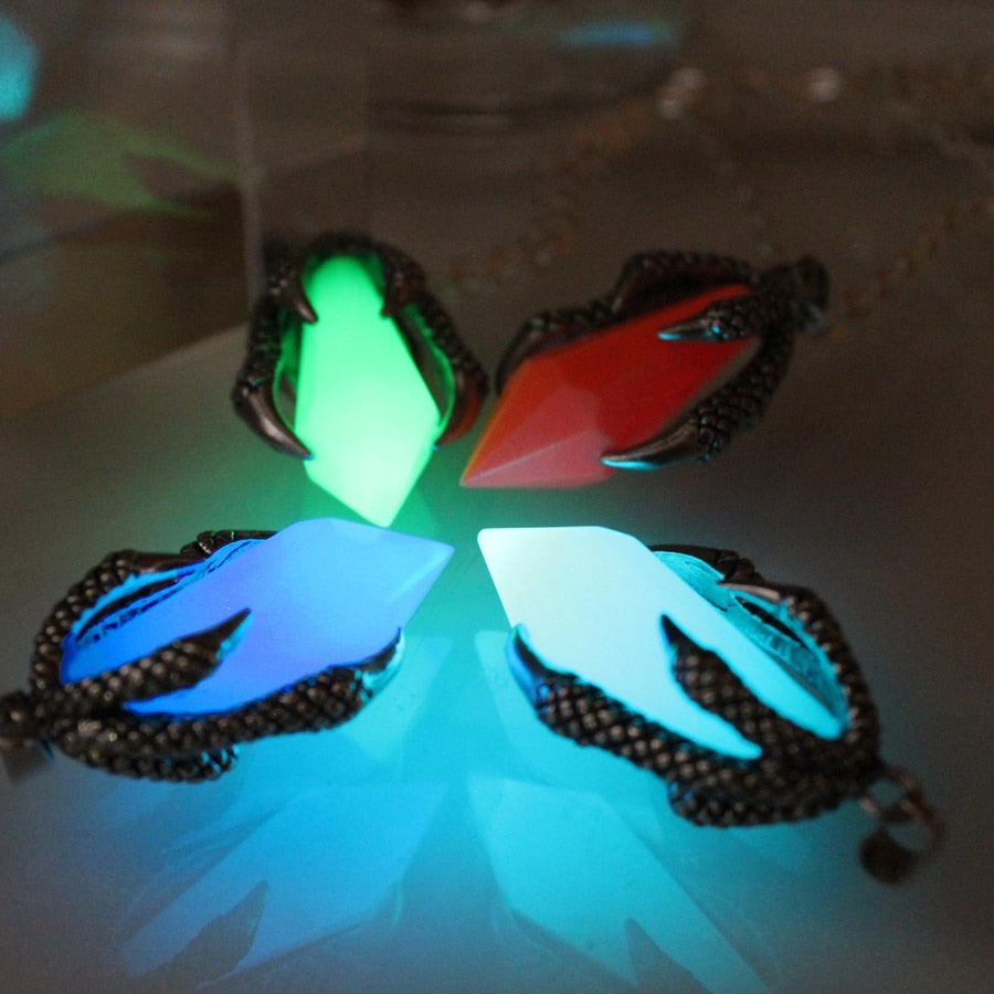 Glow In The Dark 316L Stainless Steel Claw Dragon Necklace