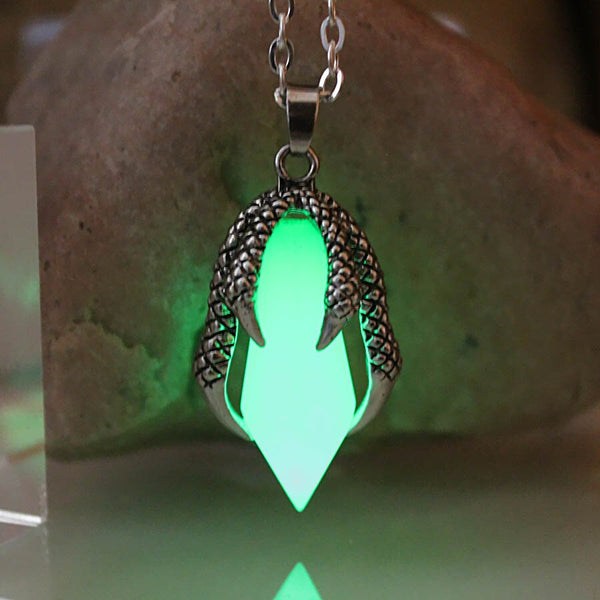 Glow In The Dark 316L Stainless Steel Claw Dragon Necklace