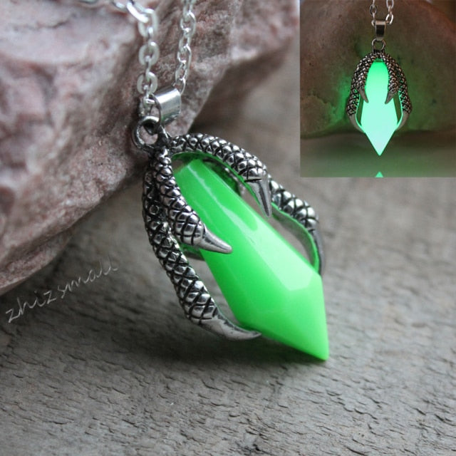 Glow In The Dark 316L Stainless Steel Claw Dragon Necklace