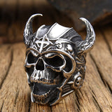 Vintage Horned Helmet Viking Warrior Skull Ring Vintage Horned Helmet Viking Warrior Skull Ring