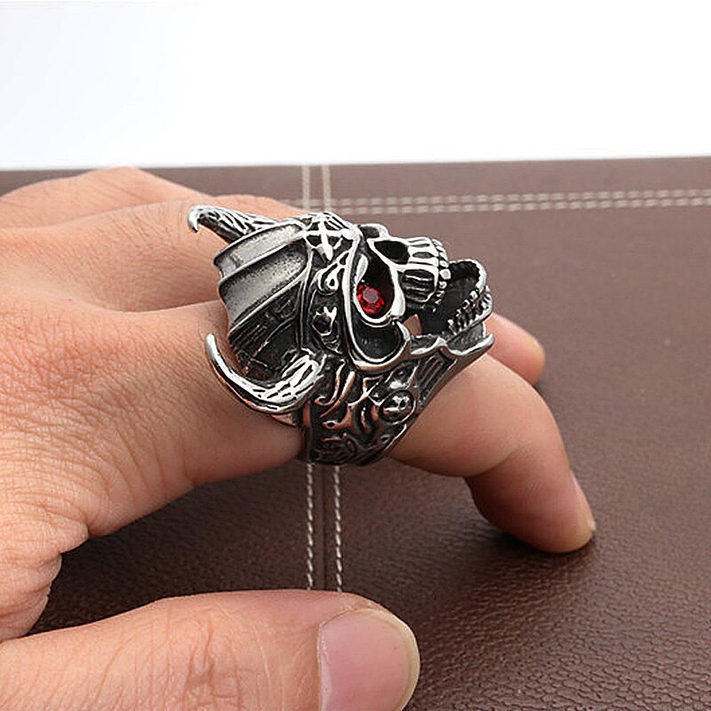 Vintage Horned Helmet Viking Warrior Skull Ring