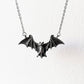Goth Punk Black Large Flying Bat Necklace