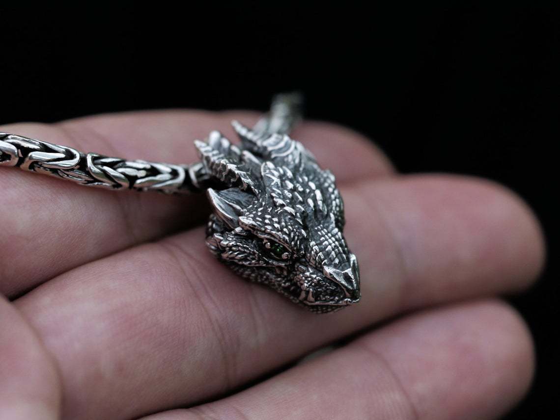 Vintage Unisex Dragon Pendant Necklace