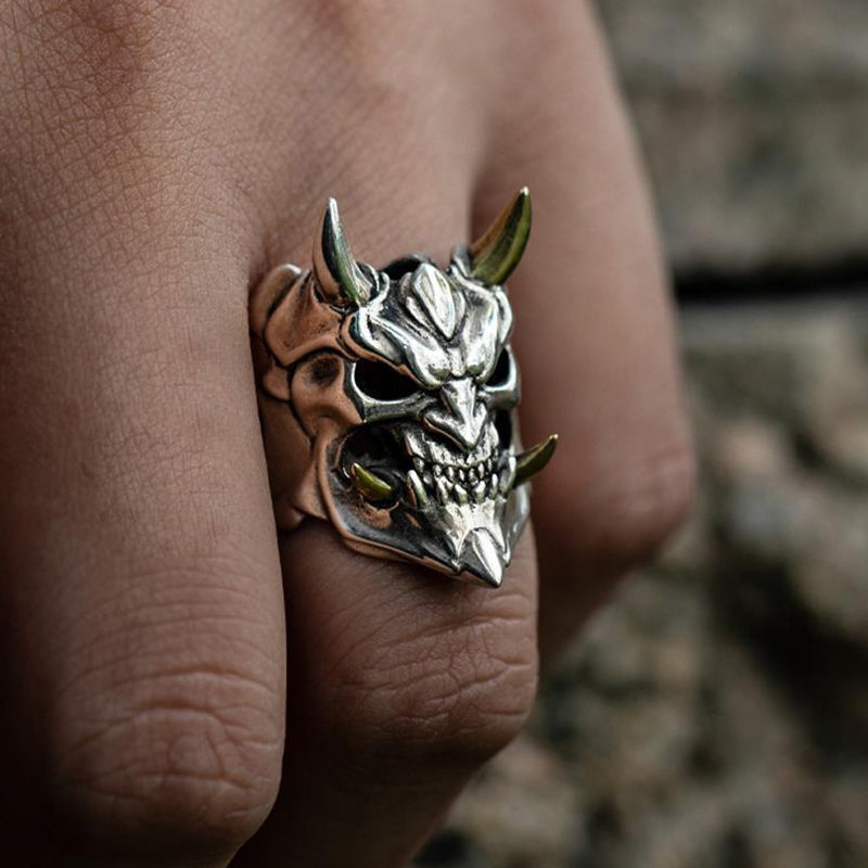 Vintage Mens Horror Demon Skull Ring | Devil Skull Ring Main image