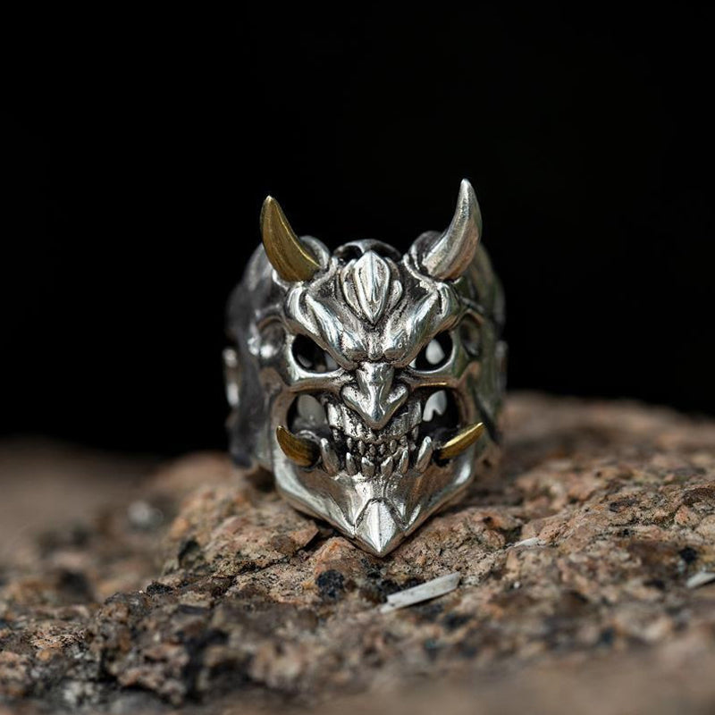 Vintage Mens Horror Demon Skull Ring | Devil Skull Ring