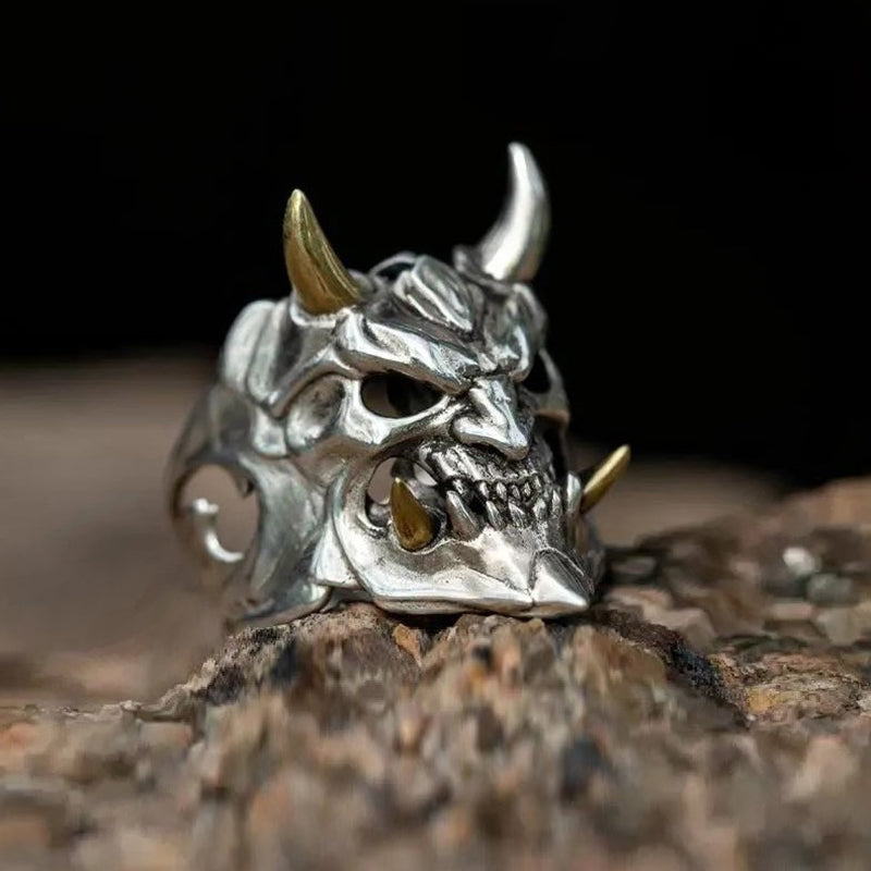 Vintage Mens Horror Demon Skull Ring | Devil Skull Ring