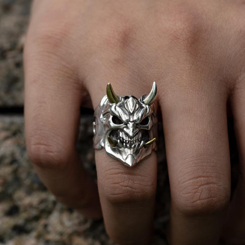 Vintage Mens Horror Demon Skull Ring | Devil Skull Ring