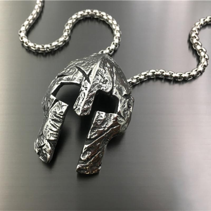 Vintage Viking Warrior Mask Helmet Necklace