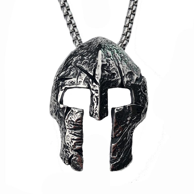 Vintage Viking Warrior Mask Helmet Necklace