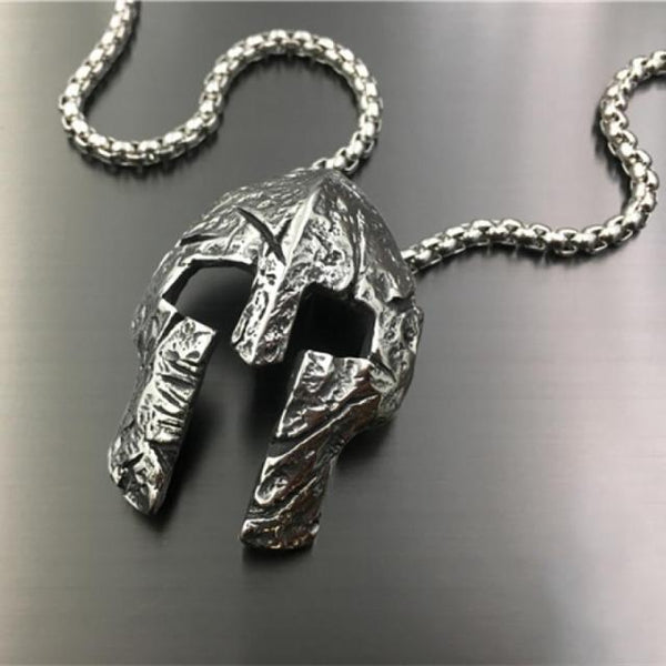 Vintage Viking Warrior Mask Helmet Necklace