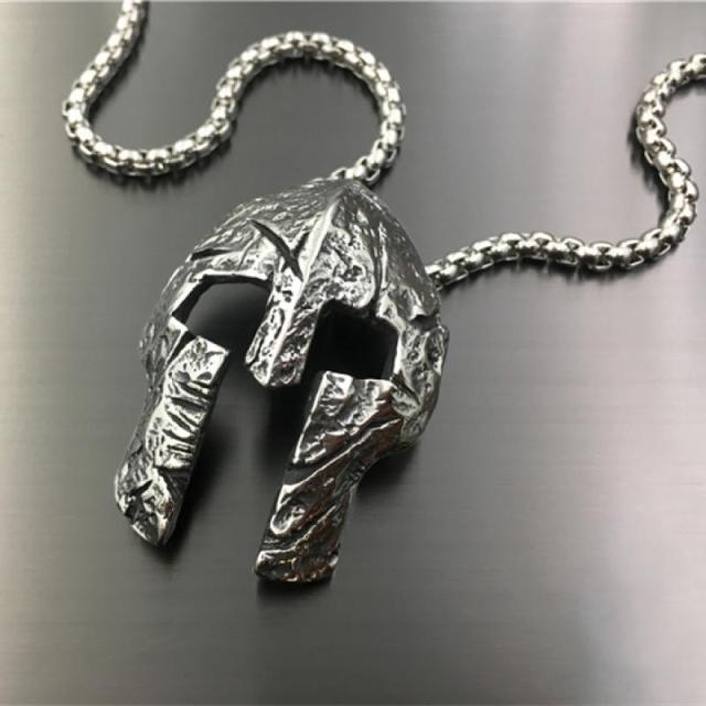 Vintage Viking Warrior Mask Helmet Necklace
