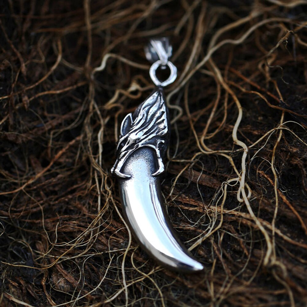 Viking Stainless Steel Wolf Fang Tooth Necklace
