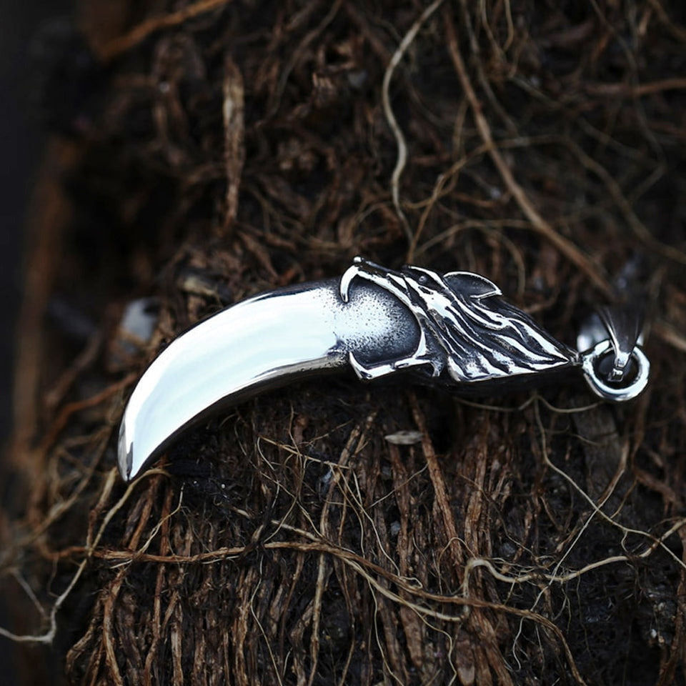 Viking Stainless Steel Wolf Fang Tooth Necklace