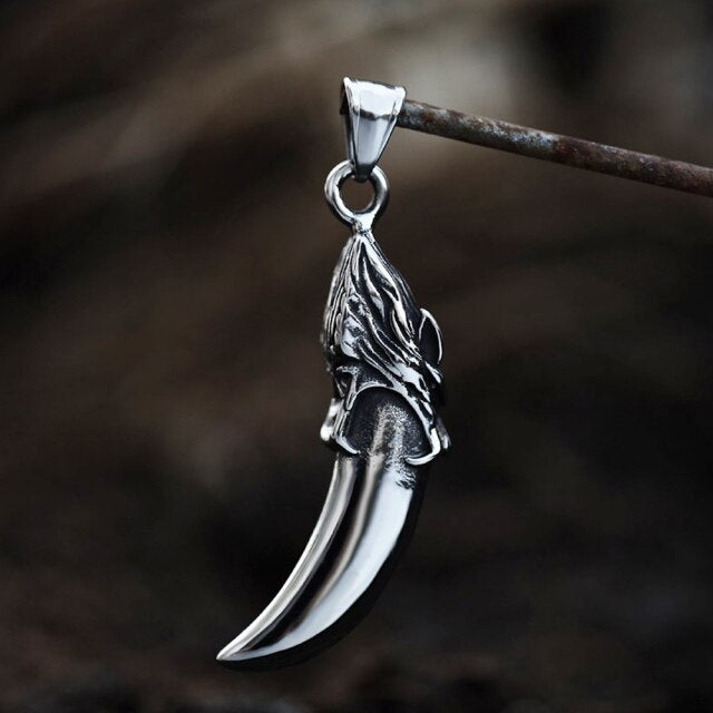 Viking Stainless Steel Wolf Fang Tooth Necklace