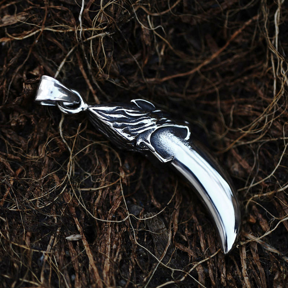 Viking Stainless Steel Wolf Fang Tooth Necklace