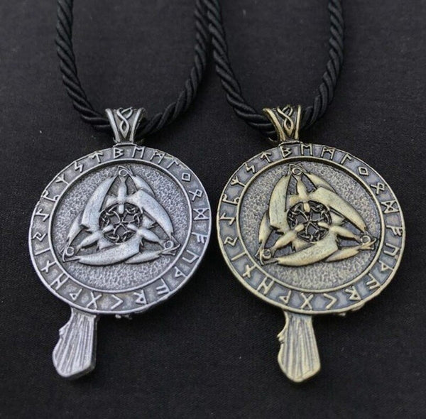 Viking Crow Raven Pendant Necklace