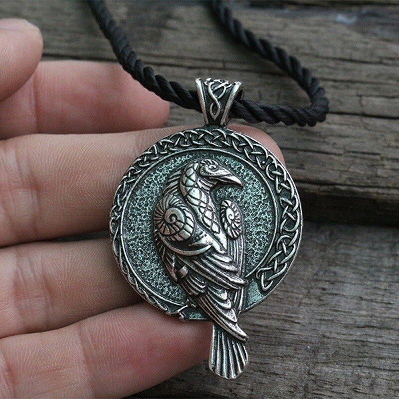Viking Crow Raven Pendant Necklace