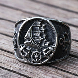 Pirate Ship Ring 316L Stainless Steel Pirate Ring, Pirate Rings, Skull Ring, Skull Rings