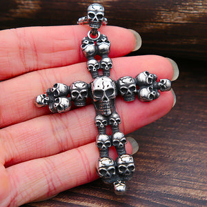 Gothic Cross Skull Pendant Necklace