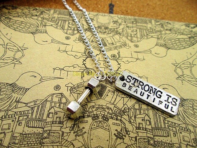 heavy dumbell necklace