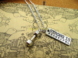Strong Is Beautiful Gym Fitness Workout Necklace heavy dumbell necklace