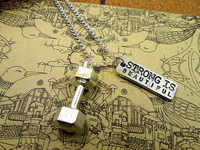 heavy dumbell necklace