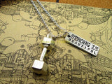 Strong Is Beautiful Gym Fitness Workout Necklace heavy dumbell necklace