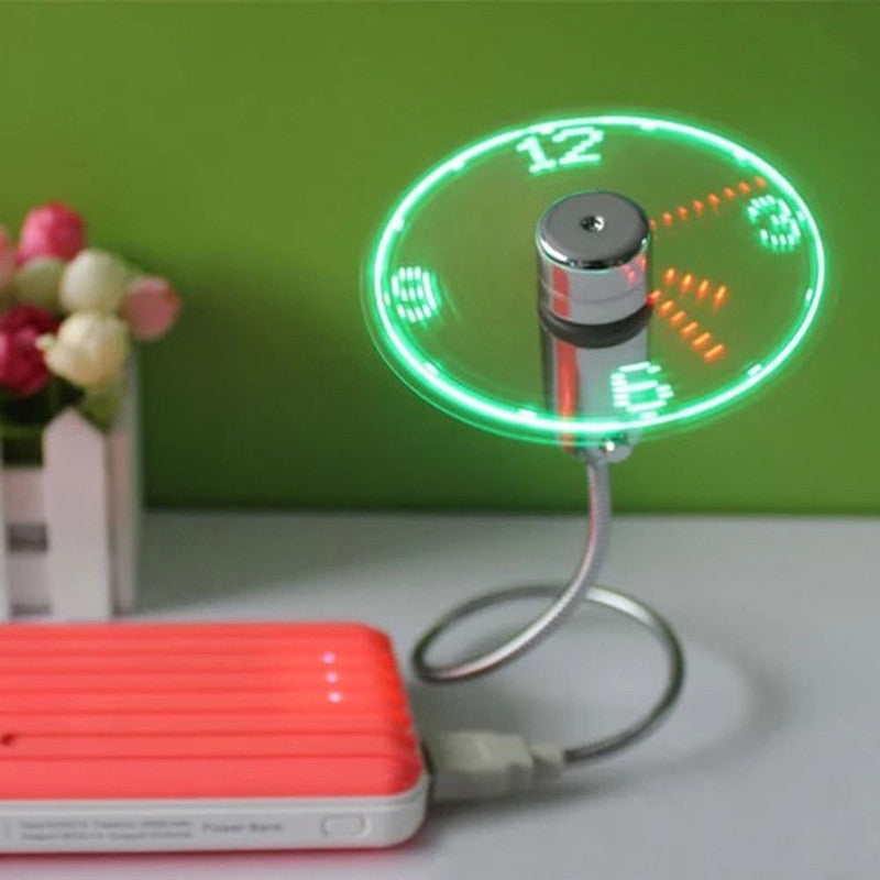 Mini USB Fan LED Clock