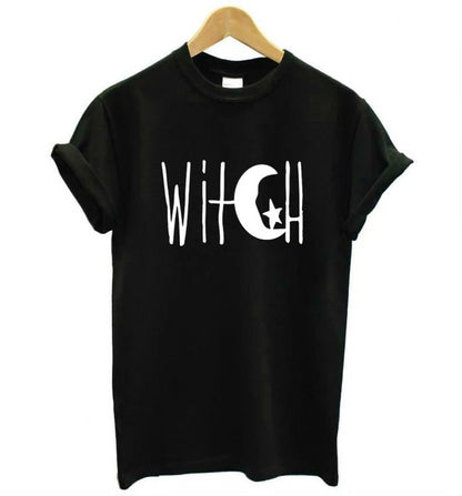 Witch Crescent Moon and Star Women T-Shirt