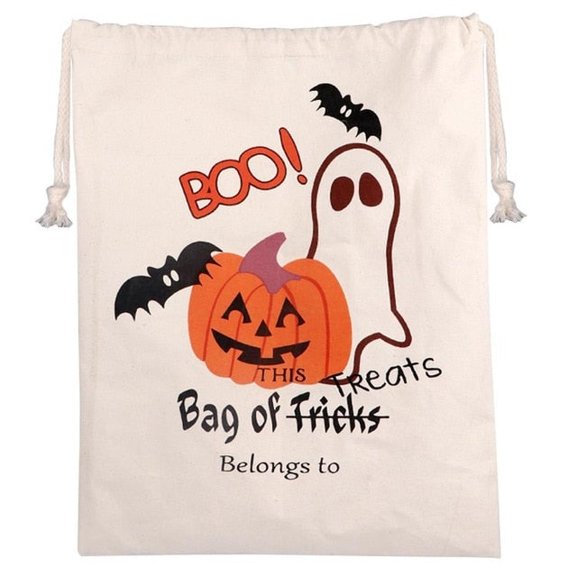 Halloween Cotton Canvas Trick or Treat Bags Halloween Decoration