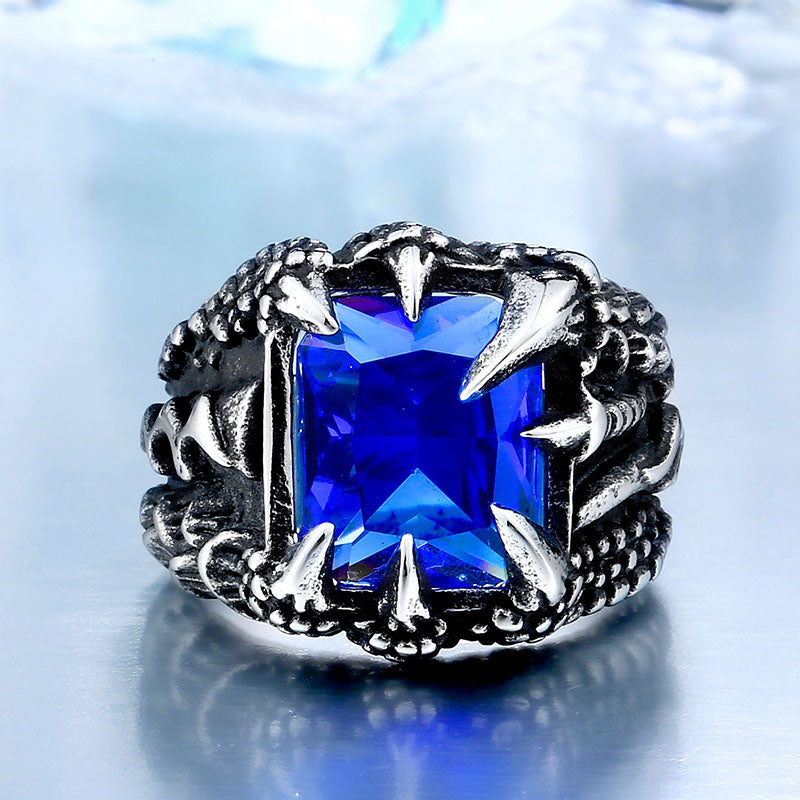 Dragon Claw Ring With Red/Blue/Black Stone Main image