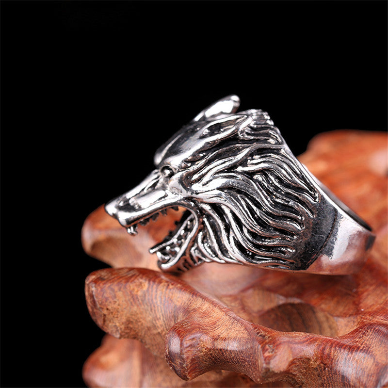 Stainless Steel Wolf Head Ring Secondary image