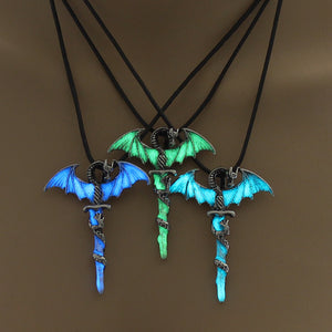 Glow In The Dark Dragon Sword Necklace