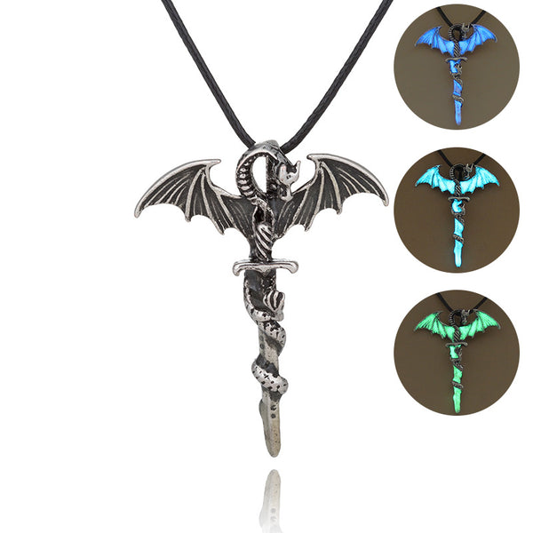Glow In The Dark Dragon Sword Necklace