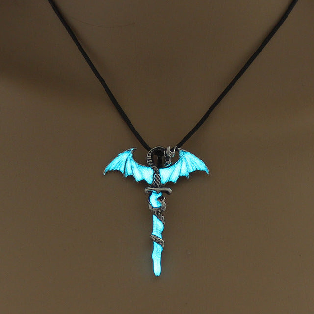 Glow In The Dark Dragon Sword Necklace