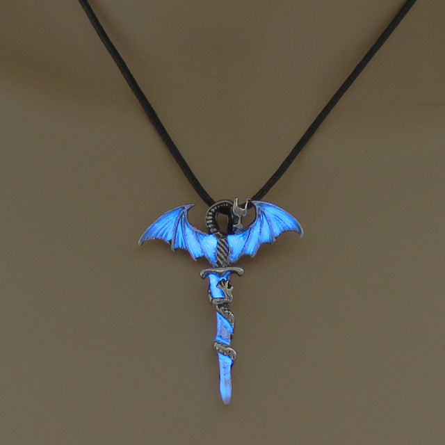 Glow In The Dark Dragon Sword Necklace