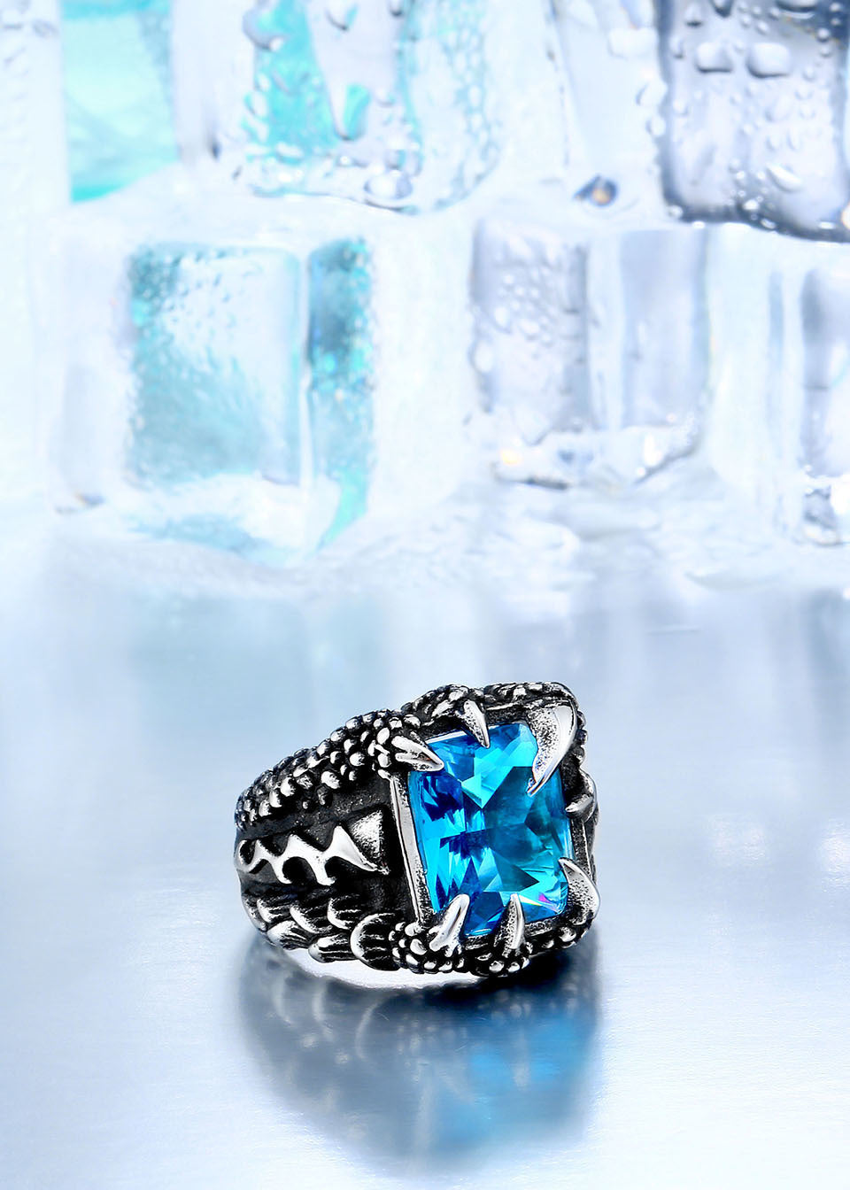 Dragon Claw Ring With Red/Blue/Black Stone