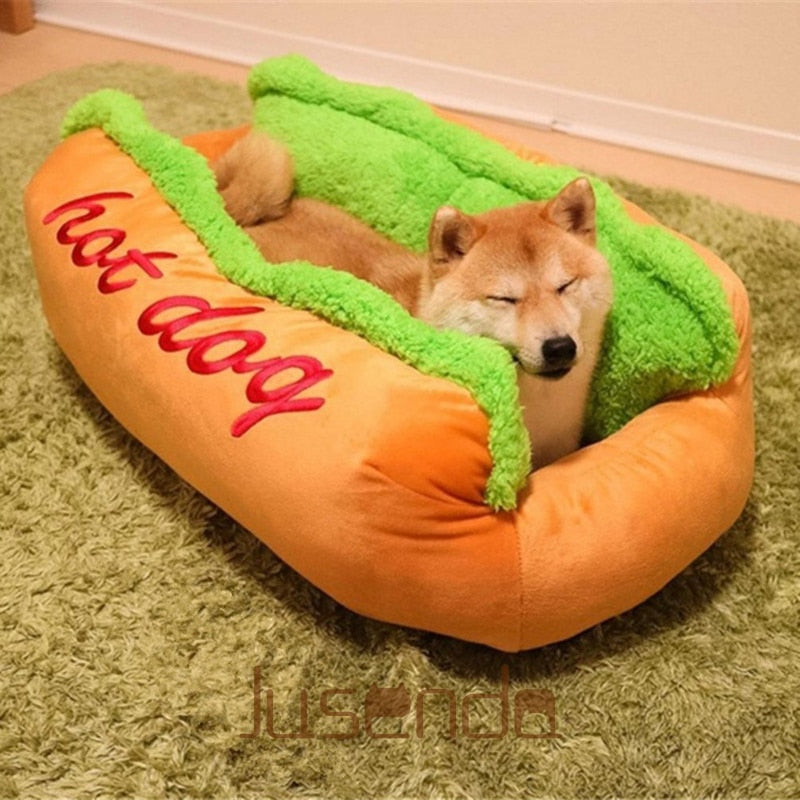 hot dog bed, hot dog dog bed, hot dog sofa, hot dog pet bed, hot dog bun dog bed Main image