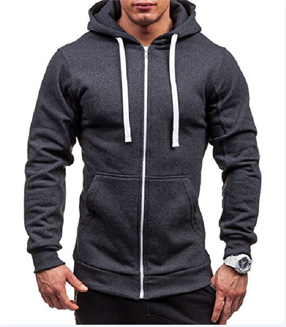 Mens slim fit grey hoodie sales