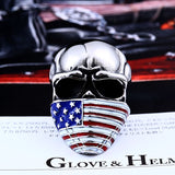 American Flag Stainless Steel Mens Skull Ring skull rings for men skull ring skull rings for women